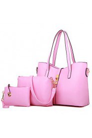 Women PU Barrel Shoulder Bag / Tote White / Pink / Blue / Black / Burgundy