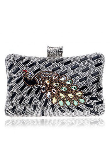 Women Elegant High grade The Peacock Diamonds Evening Bag