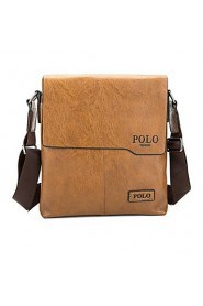 Men PU Shopper Shoulder Bag Brown / Black