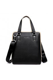 Men's Casual Solid Leather Briefcase Crossbody Bag