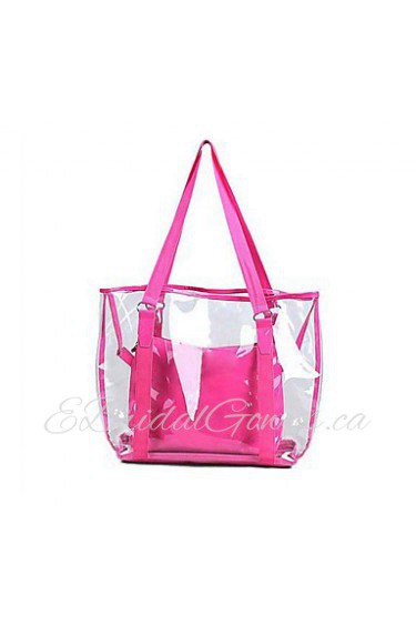 Lady's Clear PVC Transparent Jelly Candy Small Bag Tote Clear Beach Handbag Bucket Satchel Picture package Beach Bag