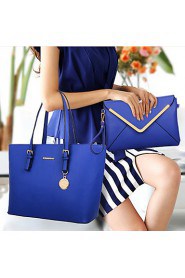 Women PU Barrel Shoulder Bag / Tote Beige / Blue / Black