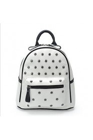 Women Outdoor PU Backpack White / Black