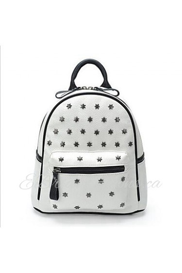 Women Outdoor PU Backpack White / Black