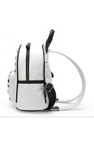 Women Outdoor PU Backpack White / Black