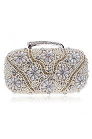 Women Diamonds Pearl Flower Evening Bag