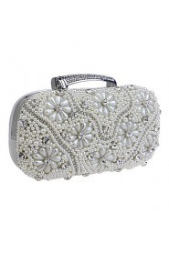 Women Diamonds Pearl Flower Evening Bag