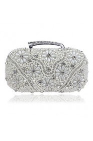 Women Diamonds Pearl Flower Evening Bag