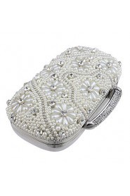 Women Diamonds Pearl Flower Evening Bag