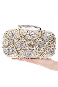 Women Diamonds Pearl Flower Evening Bag