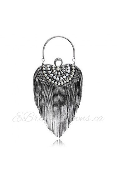 Women Tassel Heart shape Pearl Diamonds Evening Bag