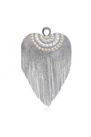 Women Tassel Heart shape Pearl Diamonds Evening Bag