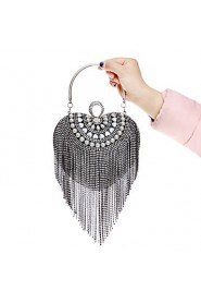 Women Tassel Heart shape Pearl Diamonds Evening Bag