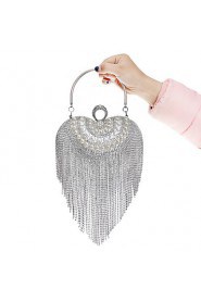 Women Tassel Heart shape Pearl Diamonds Evening Bag