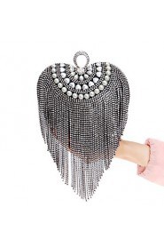 Women Tassel Heart shape Pearl Diamonds Evening Bag