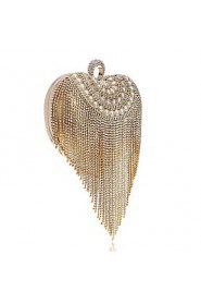 Women Tassel Heart shape Pearl Diamonds Evening Bag