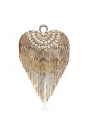 Women Tassel Heart shape Pearl Diamonds Evening Bag