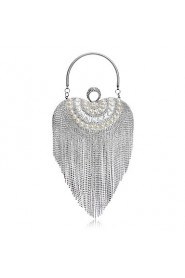 Women Tassel Heart shape Pearl Diamonds Evening Bag