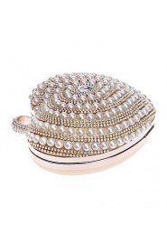 Women Heart shaped Pearl Diamonds Evening Bag