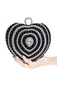 Women Heart shaped Pearl Diamonds Evening Bag