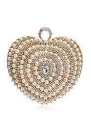 Women Heart shaped Pearl Diamonds Evening Bag