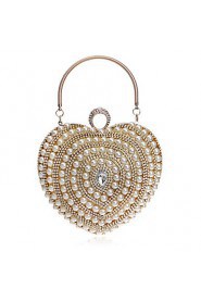 Women Heart shaped Pearl Diamonds Evening Bag