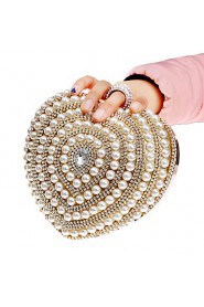 Women Heart shaped Pearl Diamonds Evening Bag