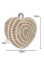 Women Heart shaped Pearl Diamonds Evening Bag