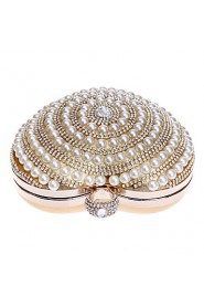 Women Heart shaped Pearl Diamonds Evening Bag