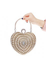 Women Heart shaped Pearl Diamonds Evening Bag