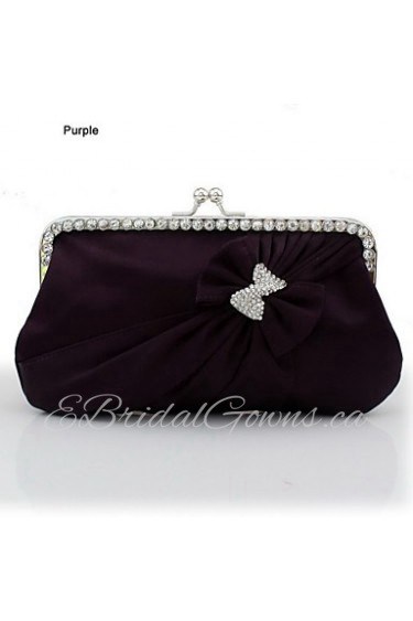 Silk Shell With Rhinestone/ Bowknot Evening Handbags/ Clutches More Colors Available