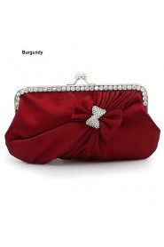 Silk Shell With Rhinestone/ Bowknot Evening Handbags/ Clutches More Colors Available