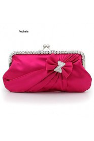 Silk Shell With Rhinestone/ Bowknot Evening Handbags/ Clutches More Colors Available