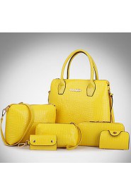 Women PU Barrel Shoulder Bag / Tote White / Blue / Yellow / Red / Black