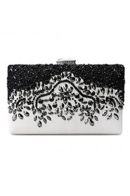 Women PU / Metal Baguette Clutch / Evening Bag Black