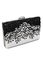 Women PU / Metal Baguette Clutch / Evening Bag Black