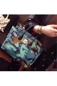 Women Casual PU Tote Blue / Green