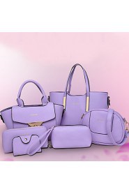 Women PU Barrel Shoulder Bag / Tote White / Purple / Blue / Yellow / Red / Black