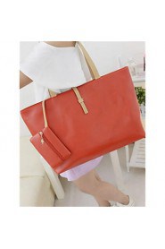 Women PU Shopper Tote Beige / Blue / Orange / Red / Black