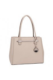 Women PU Shopper Shoulder Bag / Tote Beige / Gray