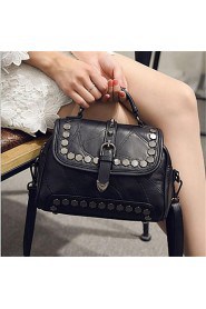 Women Outdoor PU Shoulder Bag Black