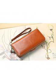 Women's Retro Carved Genuine Leather Wallets Clutch Purse Wristlets