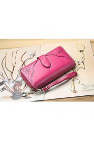 Women's Retro Carved Genuine Leather Wallets Clutch Purse Wristlets