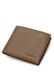 Men Cowhide Bi fold Clutch / Wallet Brown