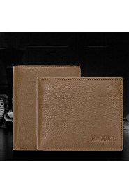 Men Cowhide Bi fold Clutch / Wallet Brown