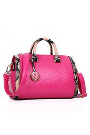 Women PU Duffel Shoulder Bag / Tote White / Pink / Blue / Red / Black