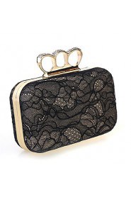 Women Chiffon / Metal / Satin Minaudiere Shoulder Bag / Clutch / Evening Bag Black