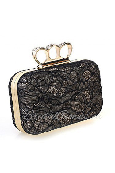 Women Chiffon / Metal / Satin Minaudiere Shoulder Bag / Clutch / Evening Bag Black