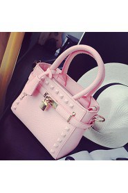 Women PU Shopper Tote White / Pink / Black