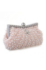 Women Glitter / Satin Minaudiere Shoulder Bag / Clutch / Evening Bag White / Pink / Black